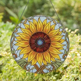 Luminous Golden Petal Tiffany Sunflower Bloom Mosaic Home Decor for Garden Lover Stained Glass Suncatcher
