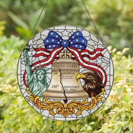 Liberty Bell Statue of Liberty Bald Eagle - 250th Anniversary Home Decor Stained Glass Suncatcher