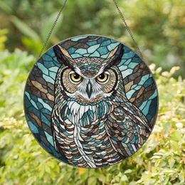 Majestic Horned Owl Lichen Feathers - Wildlife Lover Home Decor Gift for Bird Enthusiasts Stained Glass Suncatcher