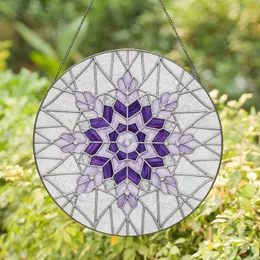 Amethyst Purple Jeweled Branching Snowflake Home Decor Gift for Housewarming Stained Glass Suncatcher