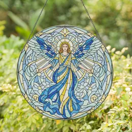 Angelic Figure Radiant Wings Golden Halo Heavenly Cloud Mosaic - Home Decor Gift Stained Glass Suncatcher