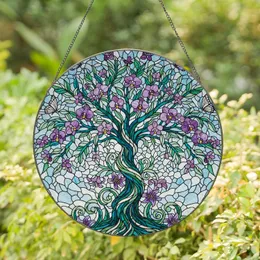 Tree of Life Blooming Flowers Butterflies Sky Mosaic - Home Decor Gift for Living Room Stained Glass Suncatcher