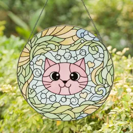 Pink Cat Hearts Bubbles - Home Decor Gift for Cat Lover Stained Glass Suncatcher