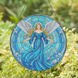Stained Glass Angel Celestial Blue Mosaic - Home Decor Gift for Angel Lovers Stained Glass Suncatcher
