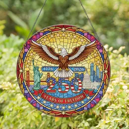 Bald Eagle Statue Liberty 250 Years Freedom - Independence Day Gift for Veterans Stained Glass Suncatcher