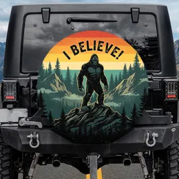 Bigfoot Sasquatch Mountain Sunset - Outdoor Adventure Gift for Cryptid Believers Spare Tire Cover