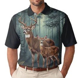 Majestic White-Tailed Buck Antler Deer Family Pine Forest Foliage - Wildlife Lover Gift Men's Polo Shirt