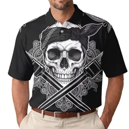 Skull Bandana Paisley Paintbrushes - Bold Statement Gift for Art Lover Men's Polo Shirt