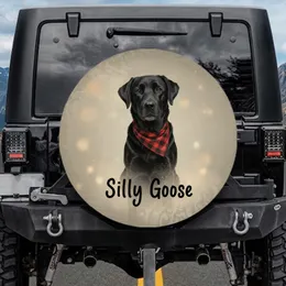 Silly Goose Black Labrador Dog Buffalo Plaid - Farmhouse Dog Lover Gift Spare Tire Cover