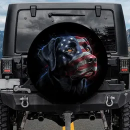 Black Labrador American Flag - Independence Day Gift for Veterans Spare Tire Cover