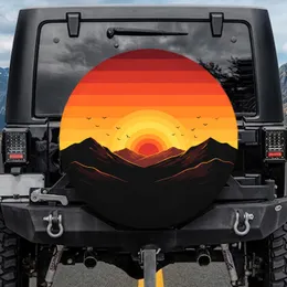 Evening Sky Setting Sun Mountain Ranges Birds - Outdoor Adventure Nature Lover Gift Spare Tire Cover