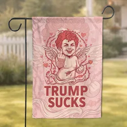 Cherub Middle Finger Trump Sucks - Political Statement Gift Garden Flag