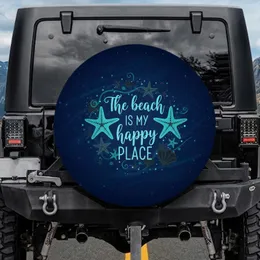 Beach My Happy Place Starfish Seashells - Beach Lifestyle Gift for Ocean Lovers Spare Tire Cover