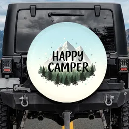 Happy Camper Mountain Peaks Forest Stars - Camping Lifestyle Gift for Campers Spare Tire Cover