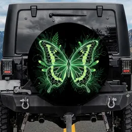 Neon Green Butterfly Glow - Outdoor Travel Gift for Butterfly Lovers Spare Tire Cover