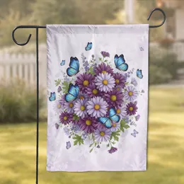 Purple Chrysanthemum Asters Monarch Butterflies - Home Decor Gift for Garden Lover Garden Flag