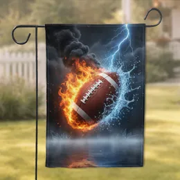 American Football Flames Water Lightning Smoke - Home Decor Gift for Sports Fans Garden Flag