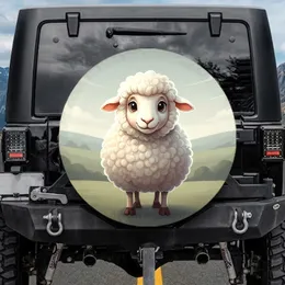 Fluffy Cartoon Sheep Pastoral Landscape - Farmhouse Home Decor Gift Spare Tire Cover