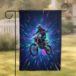 Motocross Rider Dirt Bike Jump Scene - Action Sports Decor for Motocross Fan Garden Flag