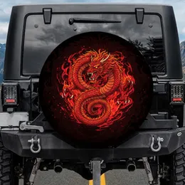 Red Asian Dragon Fiery Energy Glowing Embers - Fantasy Home Decor Gift for Collectors Spare Tire Cover