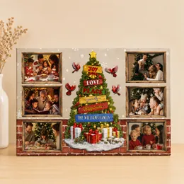 Personalized Christmas Family Photo Canvas Print Custom Name Christmas Tree Wall Art Holiday Gift for Family