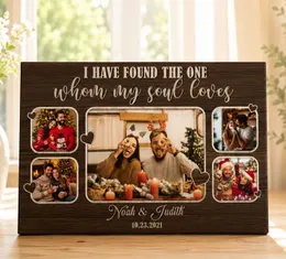 Custom Couple Photo Collage Canvas, Personalized Names & Date Wall Decor, I Have Found The One Gift for Husband Wife, Romantic Wedding Sign, Valentine's Day Gift