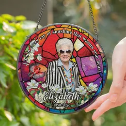 Personalized Memorial Suncatcher with Photo, Custom Stained Glass Window Hanging, Remembrance Sympathy Gift for Loss of Loved One, Mom