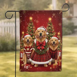 Golden Retrievers Christmas Attire Festive Holiday Decor for Dog Lovers Garden Flag