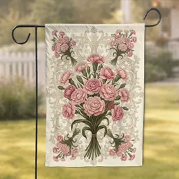 Bountiful Carnation Bouquet Baroque Filigree Foliage - Home Decor Gift for Garden Lover Garden Flag