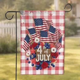 American Flags Blueberries Watermelon Donuts Carnations - Independence Day Decor Garden Flag