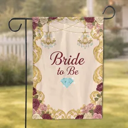 Bride To Be Diamond Vintage Roses Golden Scrolls Chandeliers - Bridal Shower Decor Gift Garden Flag