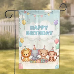 Baby Safari Animals Happy Birthday Party - Birthday Celebration Gift for Kids Garden Flag