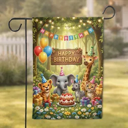 Baby Safari Animals Birthday Cake Balloons Gifts - Birthday Party Decor Garden Flag