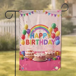 Happy Birthday Cakes Gift Boxes - Birthday Party Decor Garden Flag