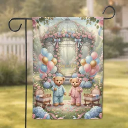 Teddy Bears Balloons Boy or Girl Garden Gazebo - Gender Reveal Party Decor Garden Flag