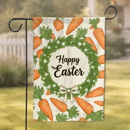 Happy Easter Wreath Orange Carrots - Easter Home Decor Gift Garden Flag