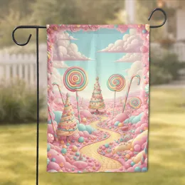 Lollipops Candy Canes Candy Land Scene - Birthday Celebration Decor for Candy Lover Garden Flag