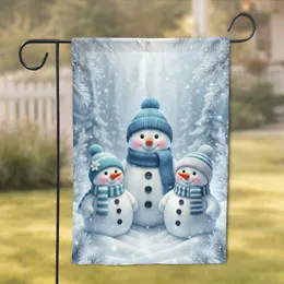 Anthropomorphic Snowmen Frosted Forest - Christmas Home Decor Gift Garden Flag