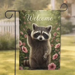 Baby Raccoon Welcome Garden - Home Decor Gift for Wildlife Lover Garden Flag