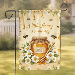 Honey Jar Daisy Flowers Honeybees - Baby Announcement Gift for Expecting Parents Garden Flag