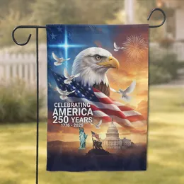Bald Eagle American Flag Statue of Liberty - 250 Years America Celebration Gift Garden Flag