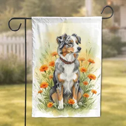 Australian Shepherd Dog Floral Garden - Home Decor Gift for Dog Lover Garden Flag