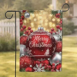 Merry Christmas Ornament Snowflakes Baubles Berries - Christmas Home Decor Gift Garden Flag