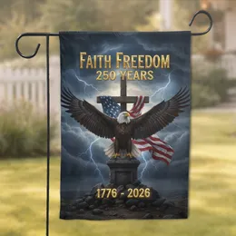 Bald Eagle American Flag Cross - 250th Anniversary Freedom Celebration Garden Flag