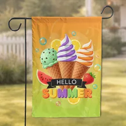 Ice Cream Cones HELLO SUMMER Banner - Summer Celebration Gift Garden Flag
