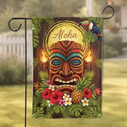 Aloha Tiki Mask Tropical Flowers Toucan - Home Decor Gift Garden Flag