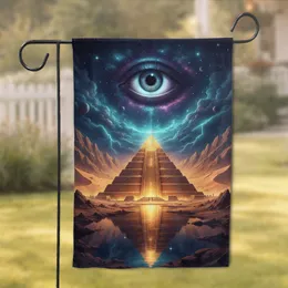 All-Seeing Eye Ancient Step Pyramid Desert Landscape - Home Decor Gift Garden Flag