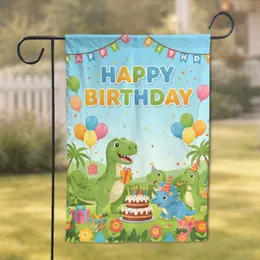 Smiling Cartoon Dinosaurs Birthday Cake Balloons - Birthday Party Gift Garden Flag