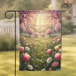 Spring Meadow Wildflower Cherry Blossom - Spring Decor Gift for Garden Lover Garden Flag
