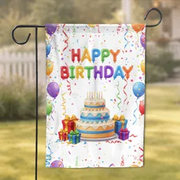 Happy Birthday Balloon Letters Cake Gift Boxes - Birthday Celebration Gift Garden Flag